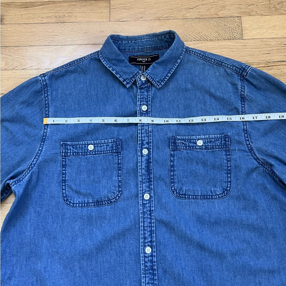 Forever 21 Men’s Blue Casual Button Down Jean Shirt - M - Picture 5 of 7